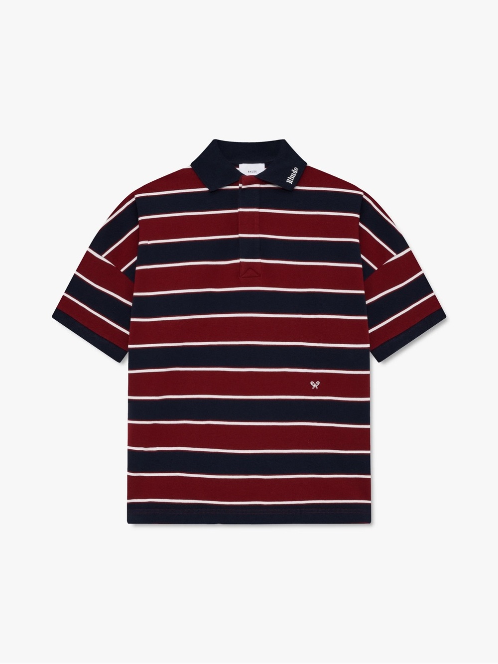 RHUDE FONTAINE STRIPED SS POLO SHIRT size Medium
